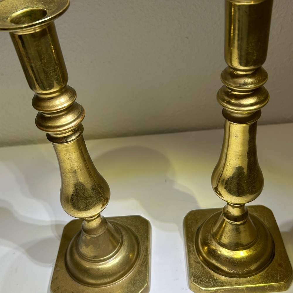 Vintage 60’s Harvin Virginia Metalcrafters Solid Brass Heavy Candlesticks - Picture 10 of 14
